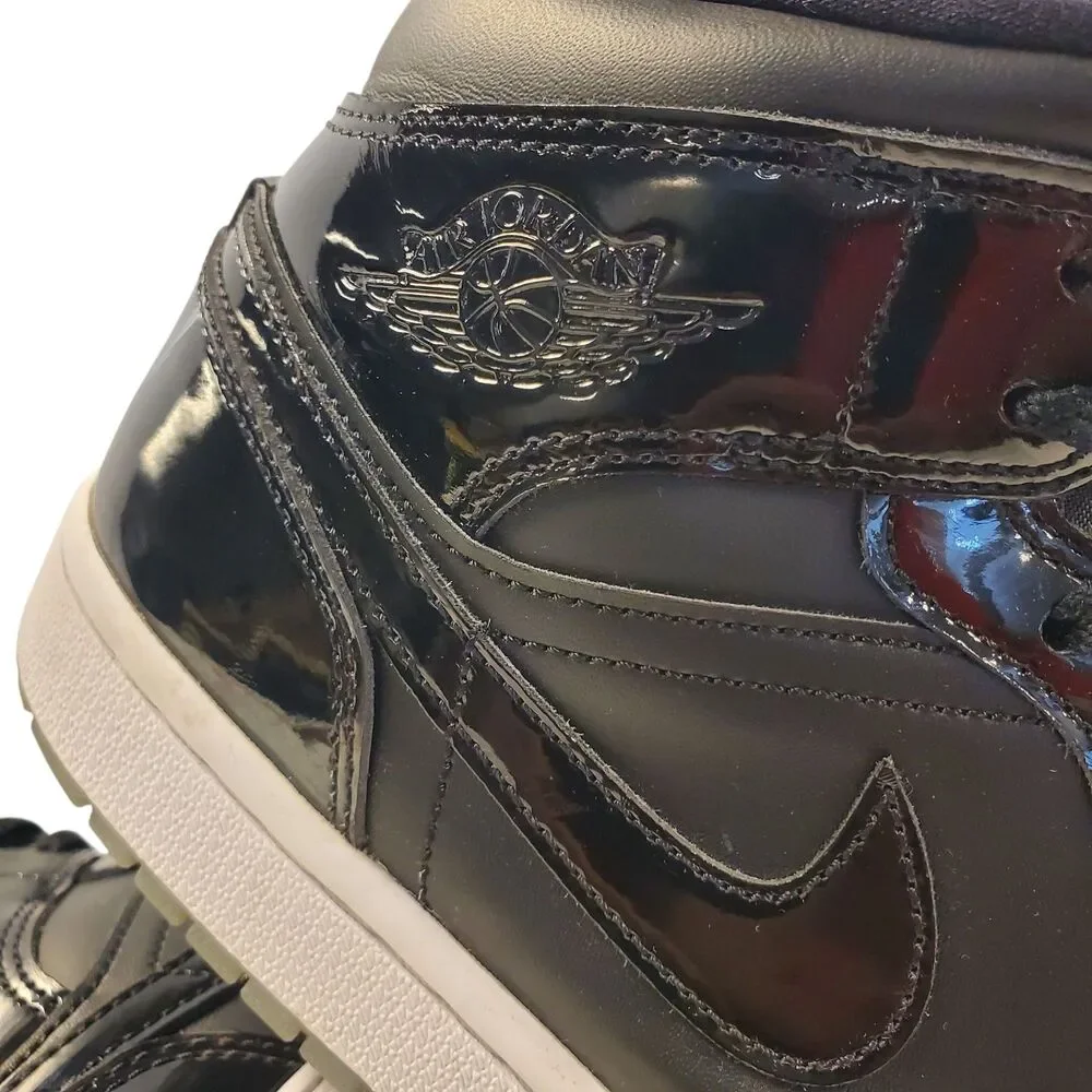 NIKE AIR JORDAN 1 MID SE Mens Size 8 Black SPACE JAM Patent Leather DV1308-004